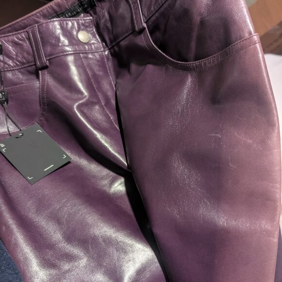 Rudsak | Women’s Bootcut Leather Pants In Eggplant With Faded Finish - Picture 15 of 15